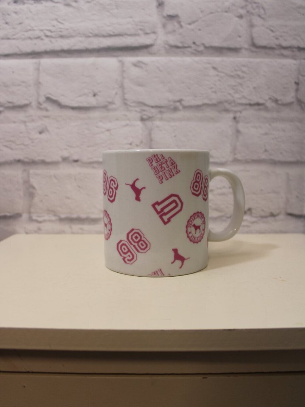 PINK Mug Victoria's Secret White Pink Logo Coffee Tea Mug Varsity Collegiate